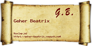 Geher Beatrix névjegykártya